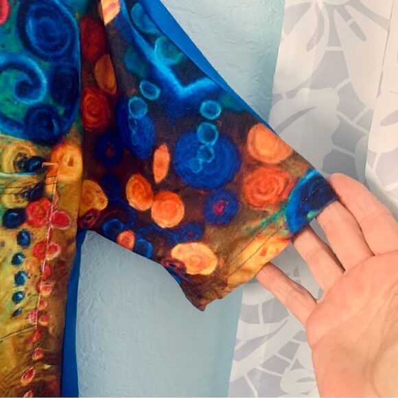 Unbranded multicolored Abstract Print V-Neck Short Sleeve T-shirt Size Small - Picture 4 of 9